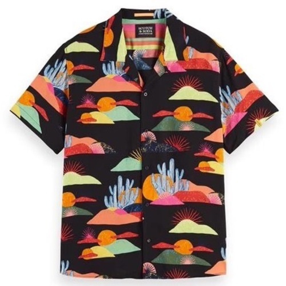 Scotch & Soda x Abel Macias Mens Southwest Desert Print Artistic Camp Shirt XL